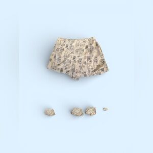 Abercrombie & Fitch Cream and Black Skort Illustrated Fabric